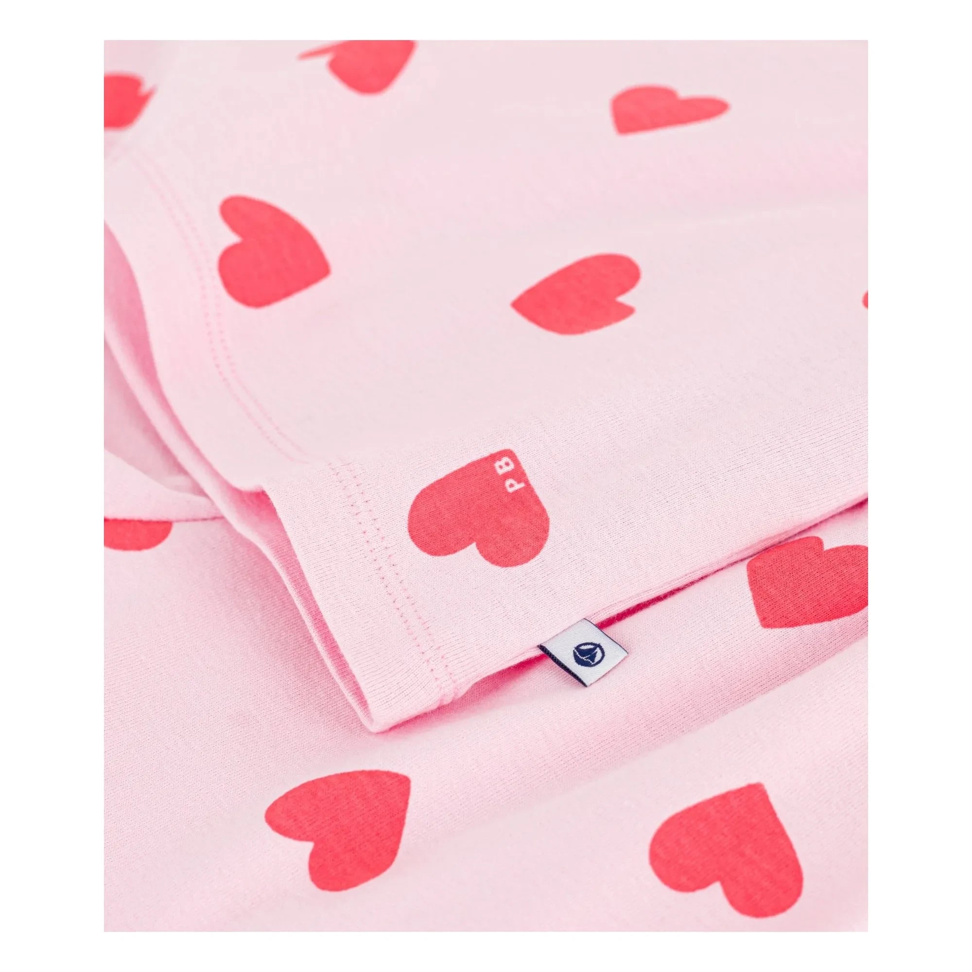 Petit Bateau - Pijama de pantalón corto con estampado de corazones | Rosa