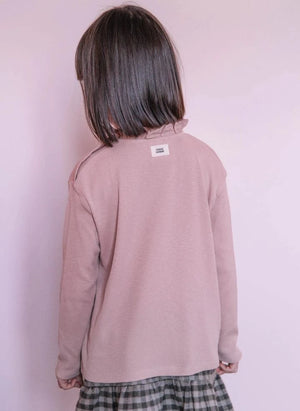 Studio Bohème - Camiseta de algodón orgánico con cuello fruncido | Rosewood