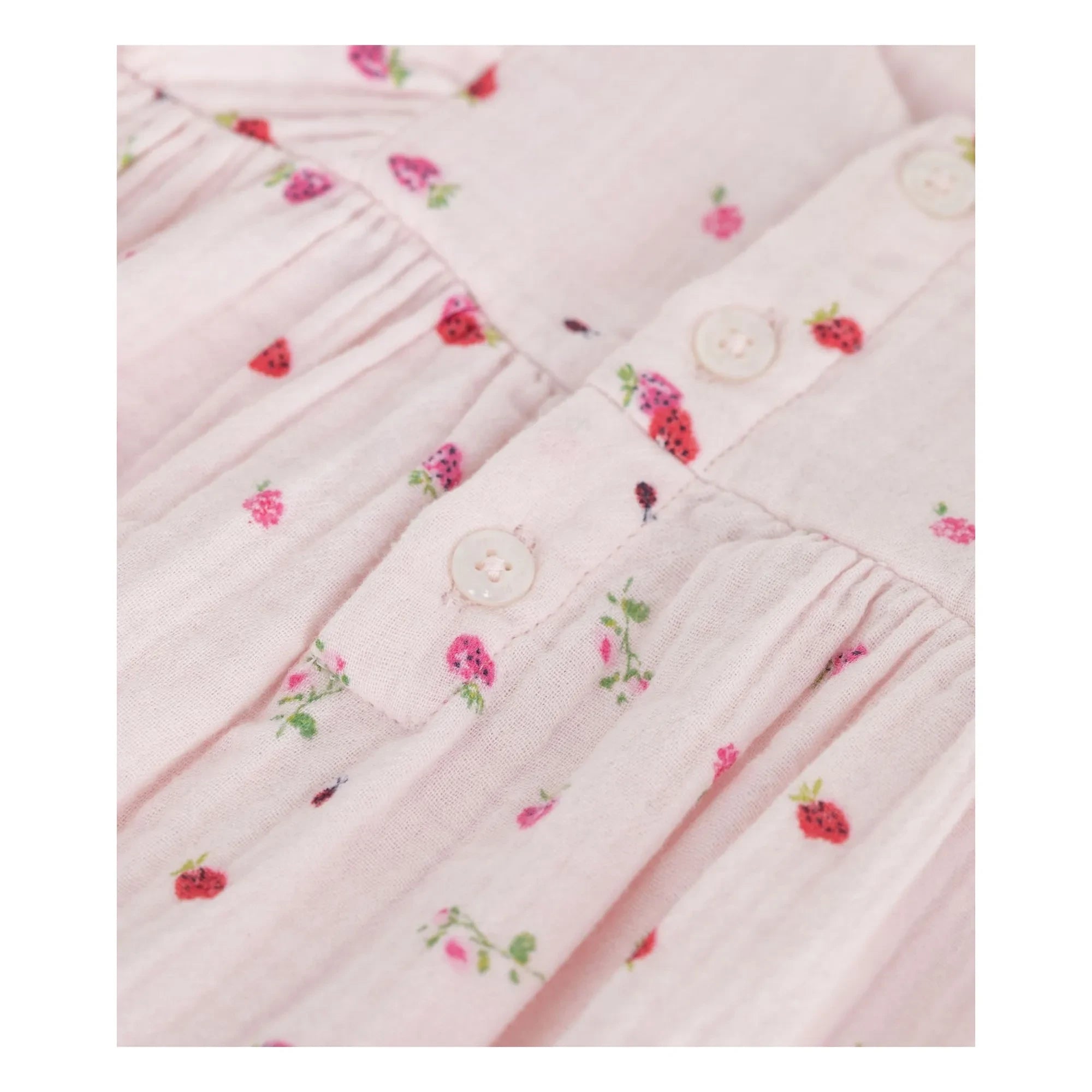 Petit Bateau - Pelele muselina de algodón orgánico con estampado de flores | Rosa