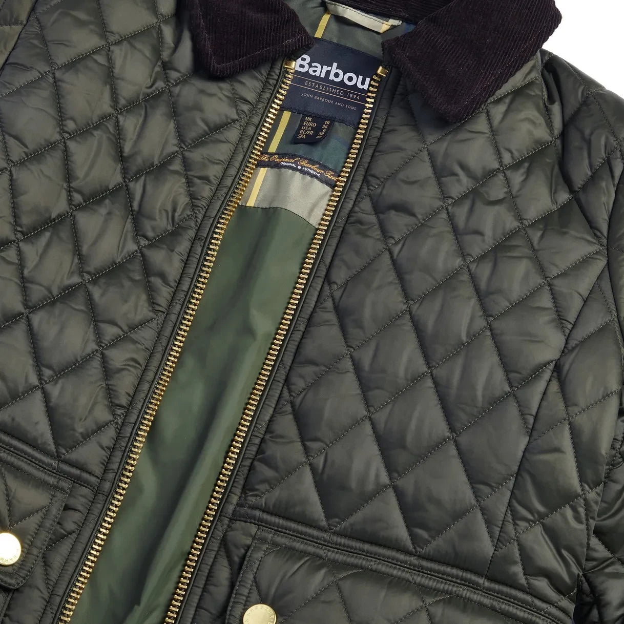 Barbour - Beadnell Dar Kesim Kapitone Ceket | Haki