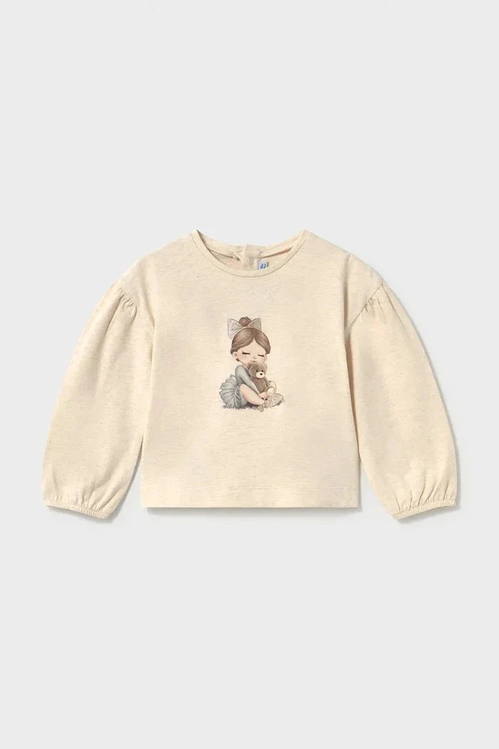 Blusa de manga larga de algodón para niñas Mayoral