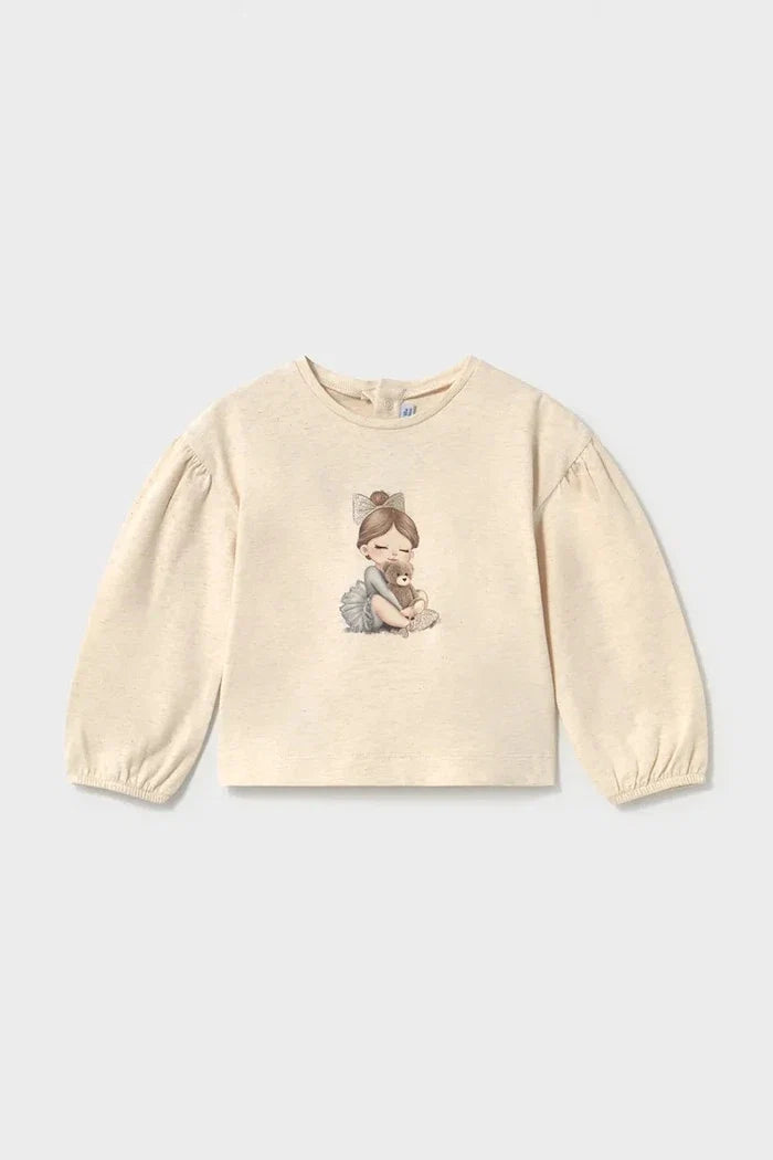 Blusa de manga larga de algodón para niñas Mayoral