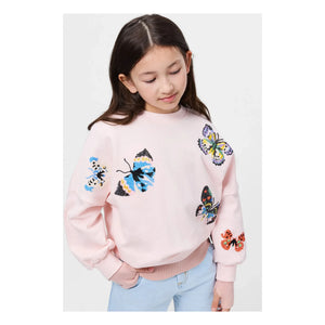 Molo - Sudadera Marika de algodón orgánico con mariposas | Rosa claro