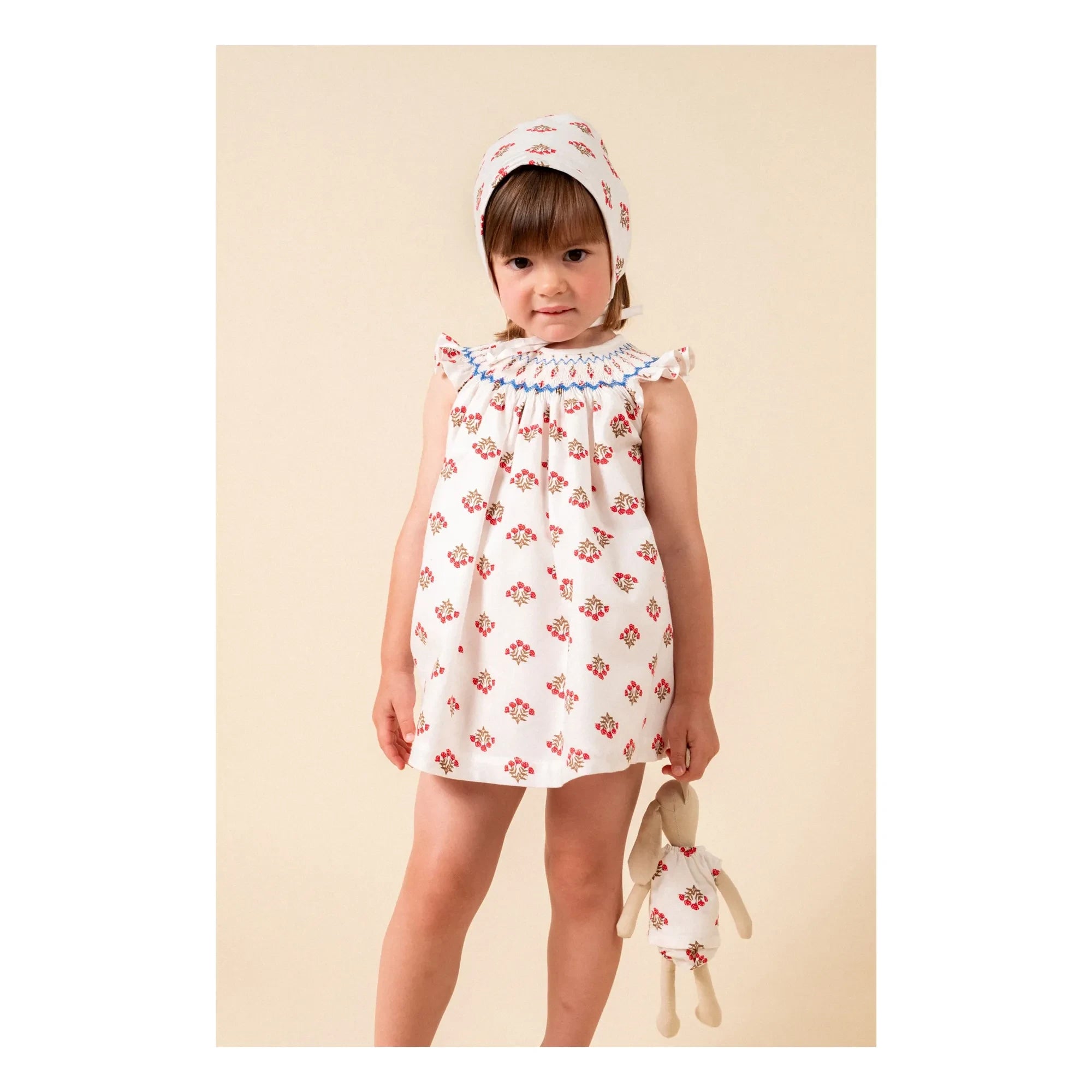 birinit - Conjunto de blusa con volantes y pijama de algodón orgánico Monzón | Blanco