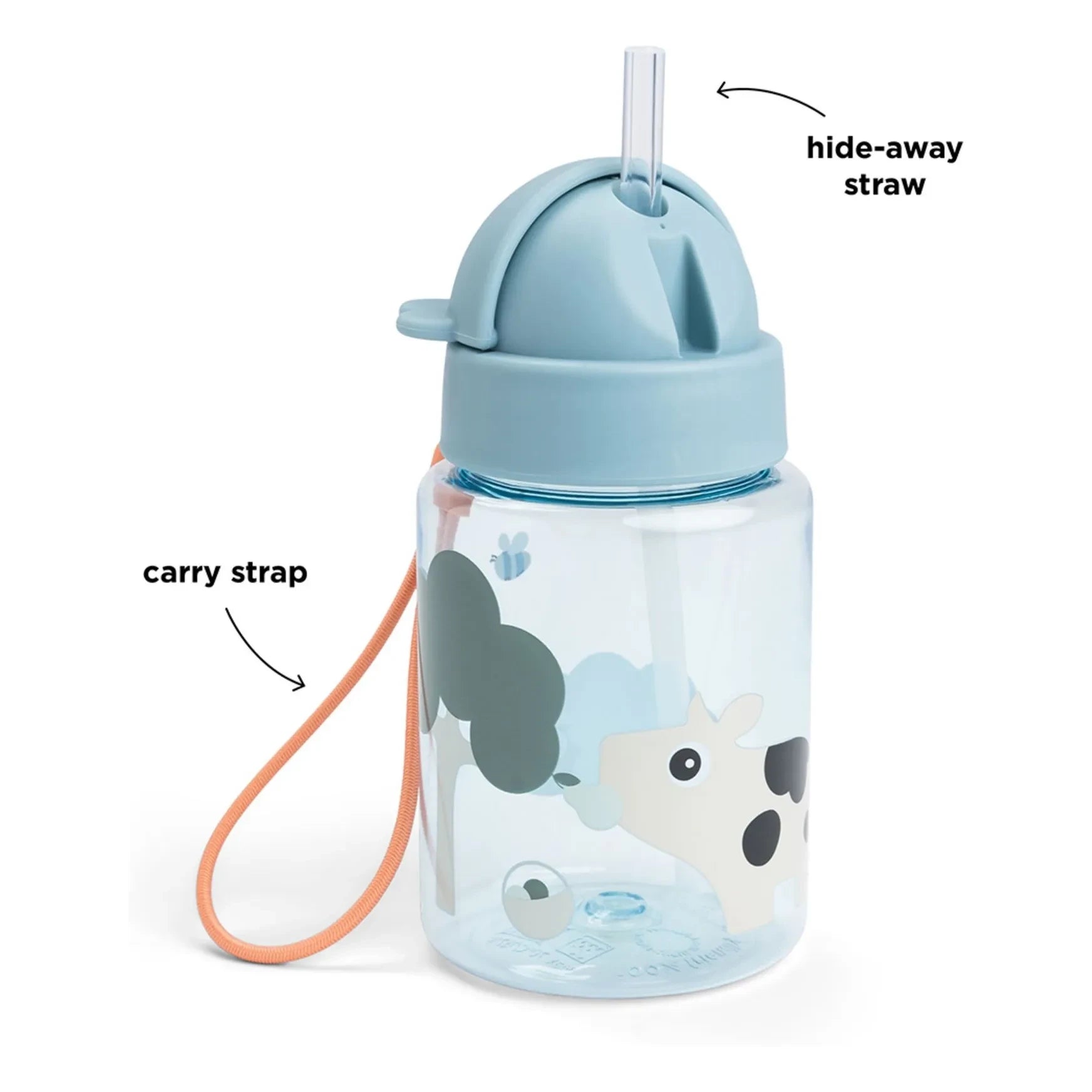Done by deer - Botella de agua Tiny Farm - 280 ml | Azul claro