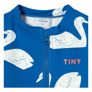Tinycottons - Camiseta de baño con protección UV Cisnes | Azul