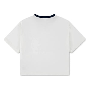 Lacoste - Camiseta L Cuello en contraste Algodón orgánico | Blanco roto