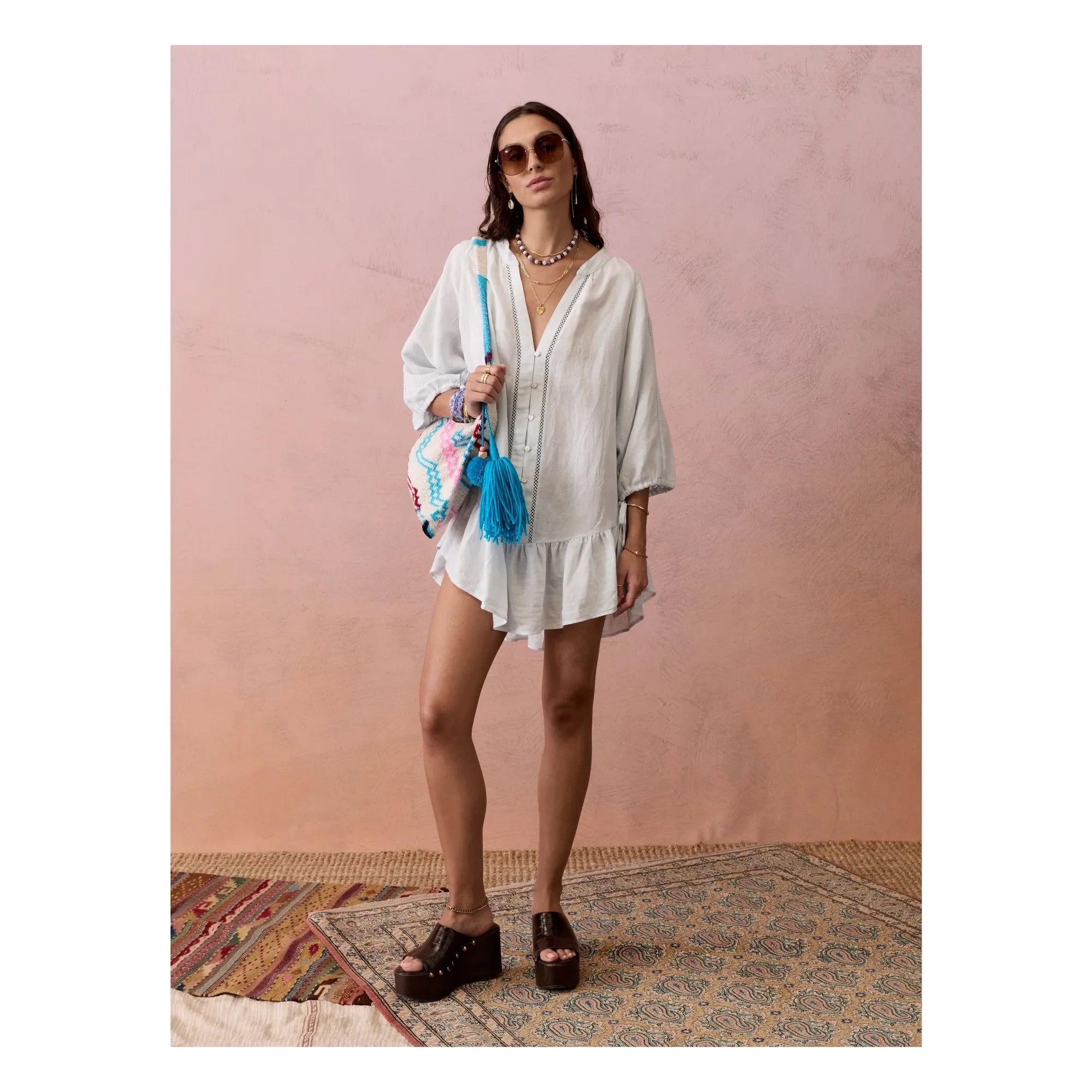 Boteh - Vestido camisero de lino La Ponche | Blanco
