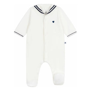 Petit Bateau - Pijama tipo camisón con cuello vareuse | Blanco
