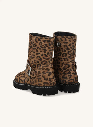 Angulus - Leopar Biker Tokalı Süet Çizmeler