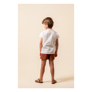 birinit - Camisa de lino con bolsillo bordado | Blanco