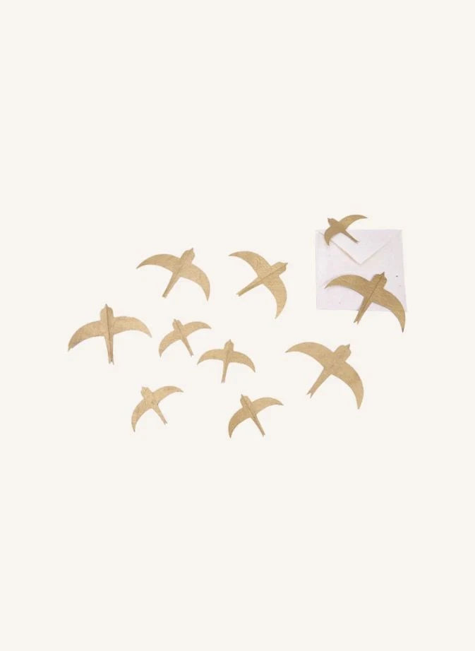 Muskhane - Adorno de pared Golondrina - Set de 10 | Oro