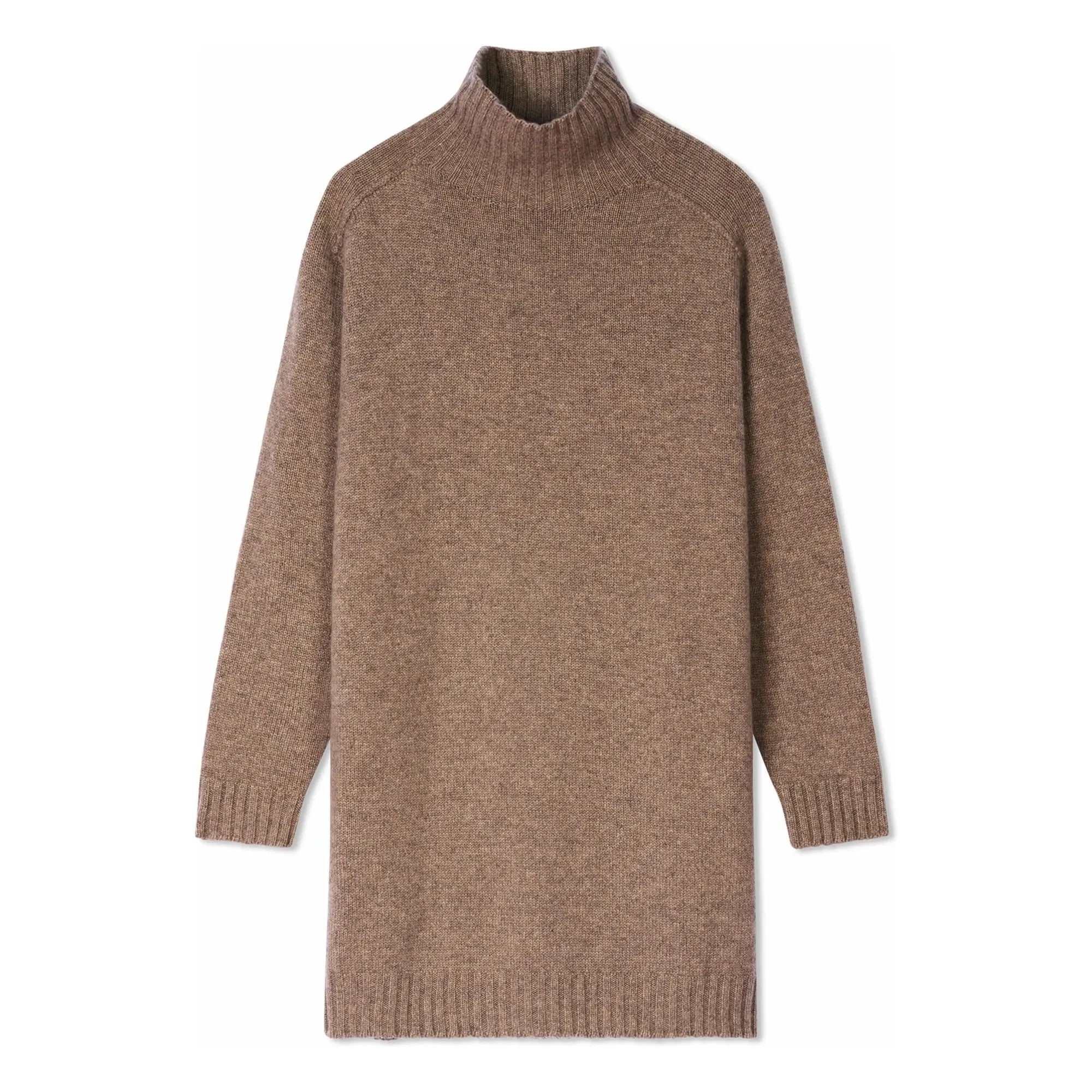 Bompard - Vestido de cachemir con cuello alto, mangas anchas y textura martillada | Beige