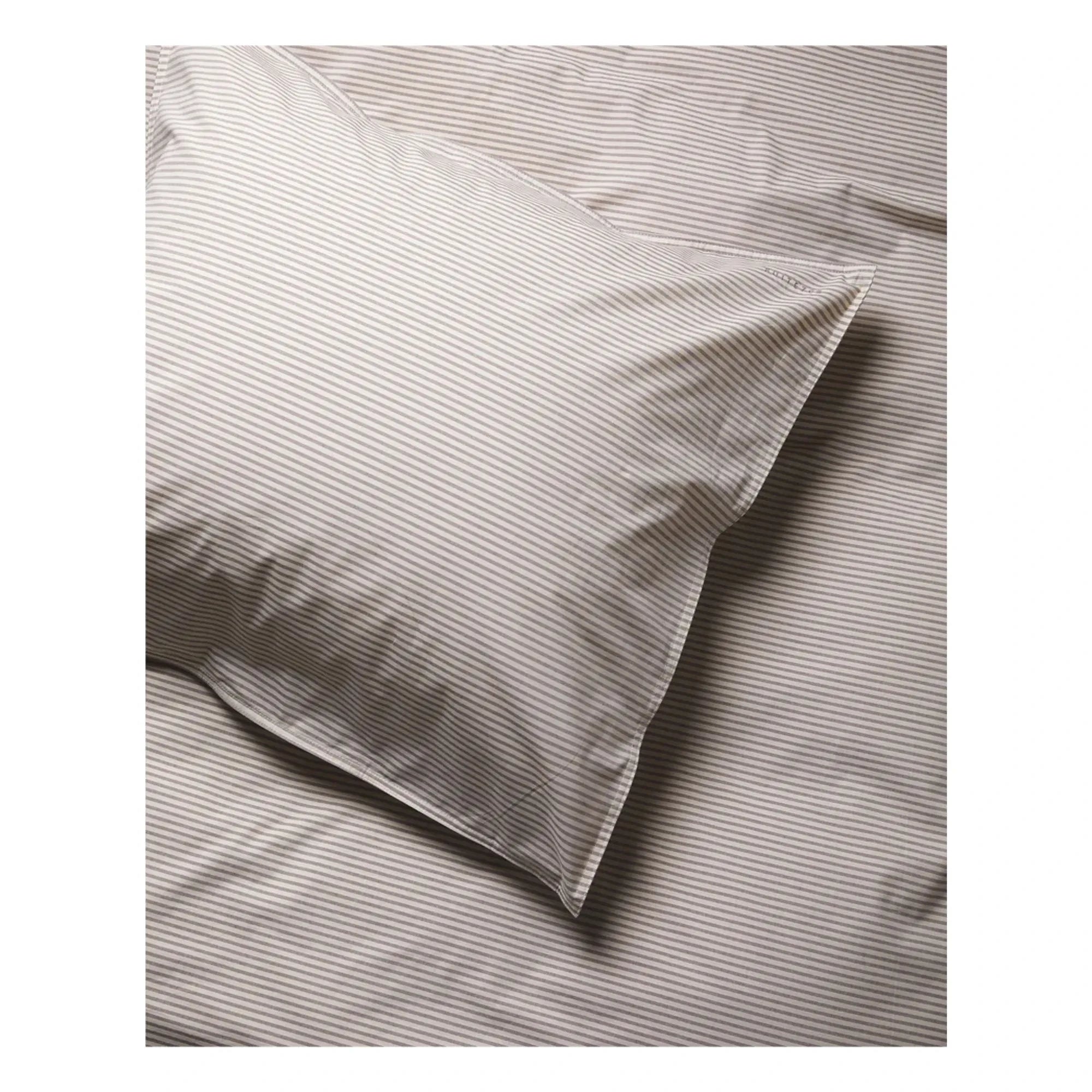 Suite 702 - Funda de almohada de percal orgánico a rayas - Marrón-Crudo | Marrón