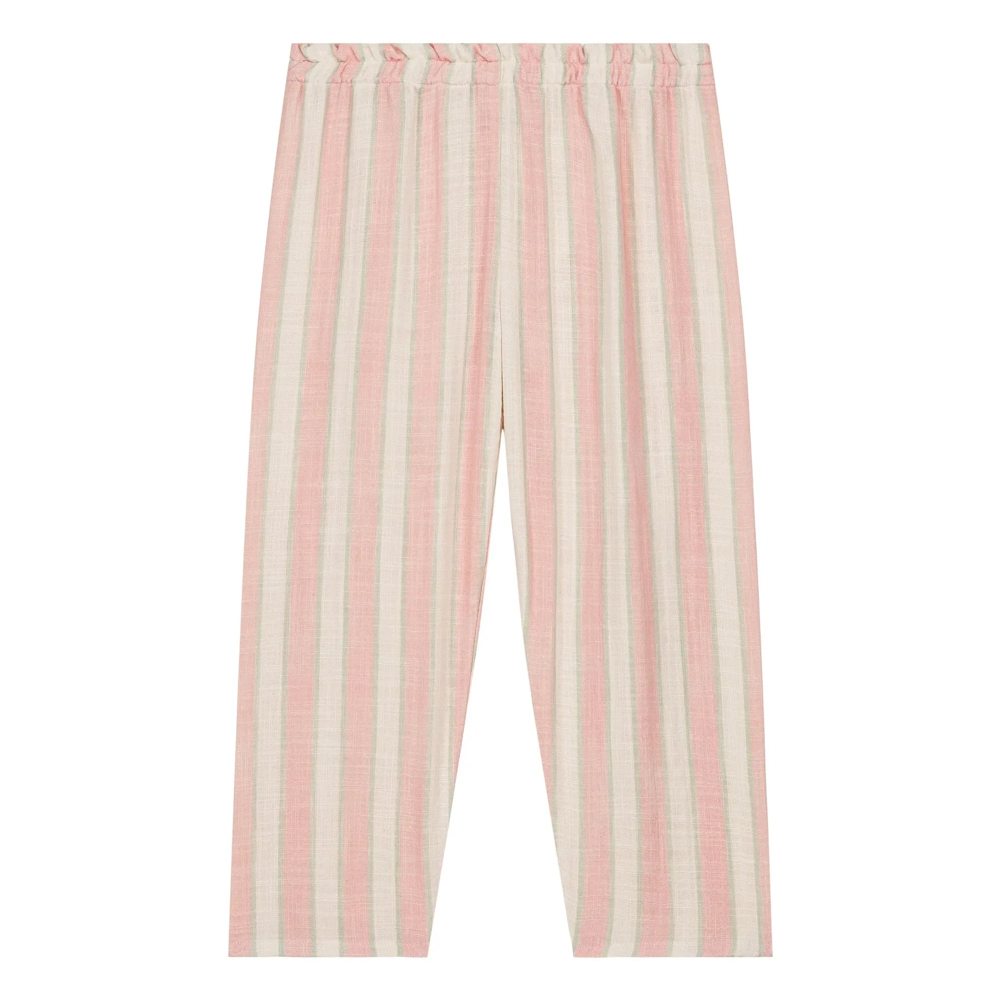 Studio Bohème - Pantalón de gasa de algodón orgánico con rayas Cousin | Rosa