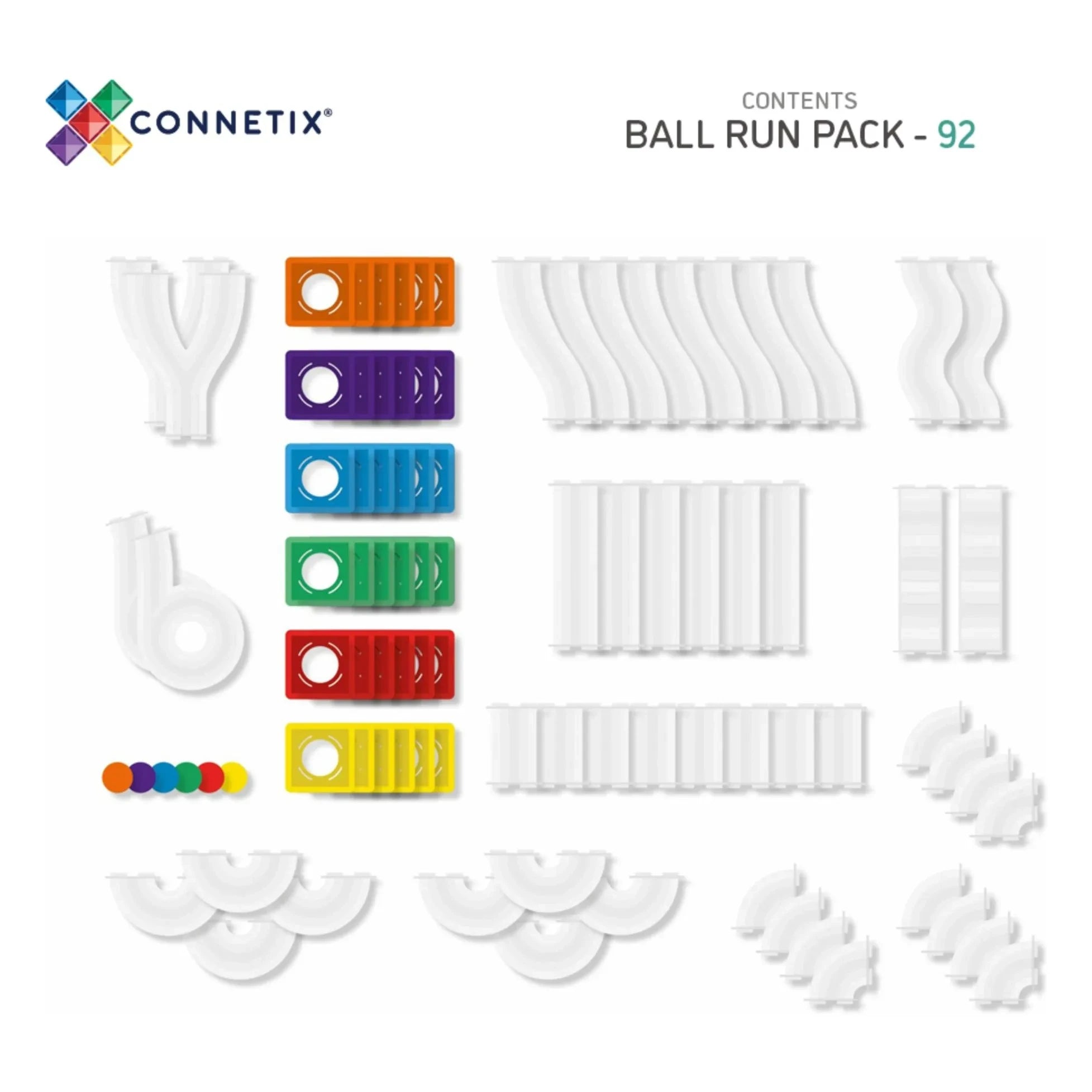Connetix - Pack de Pista de Bolas - 92 Piezas | Arcoíris