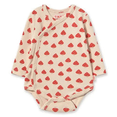 Tinycottons - Body cruzado de algodón orgánico acanalado, estampado de setas | Crudo