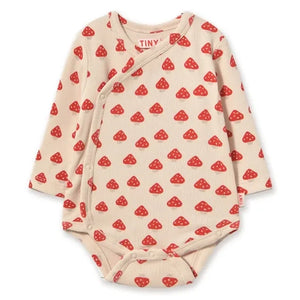 Tinycottons - Body cruzado de algodón orgánico acanalado, estampado de setas | Crudo