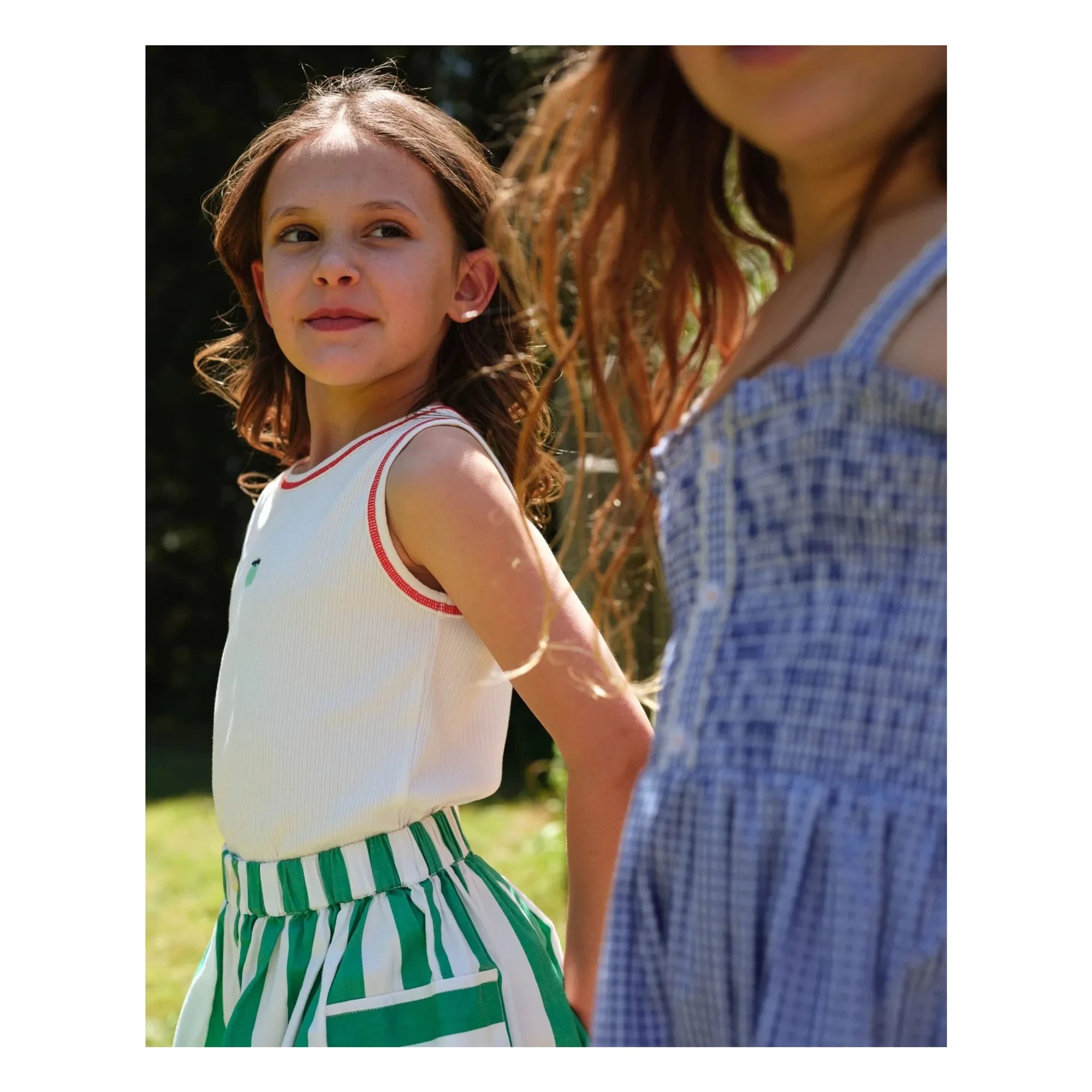Goldie + Ace - Falda de rayas con bolsillos | Verde