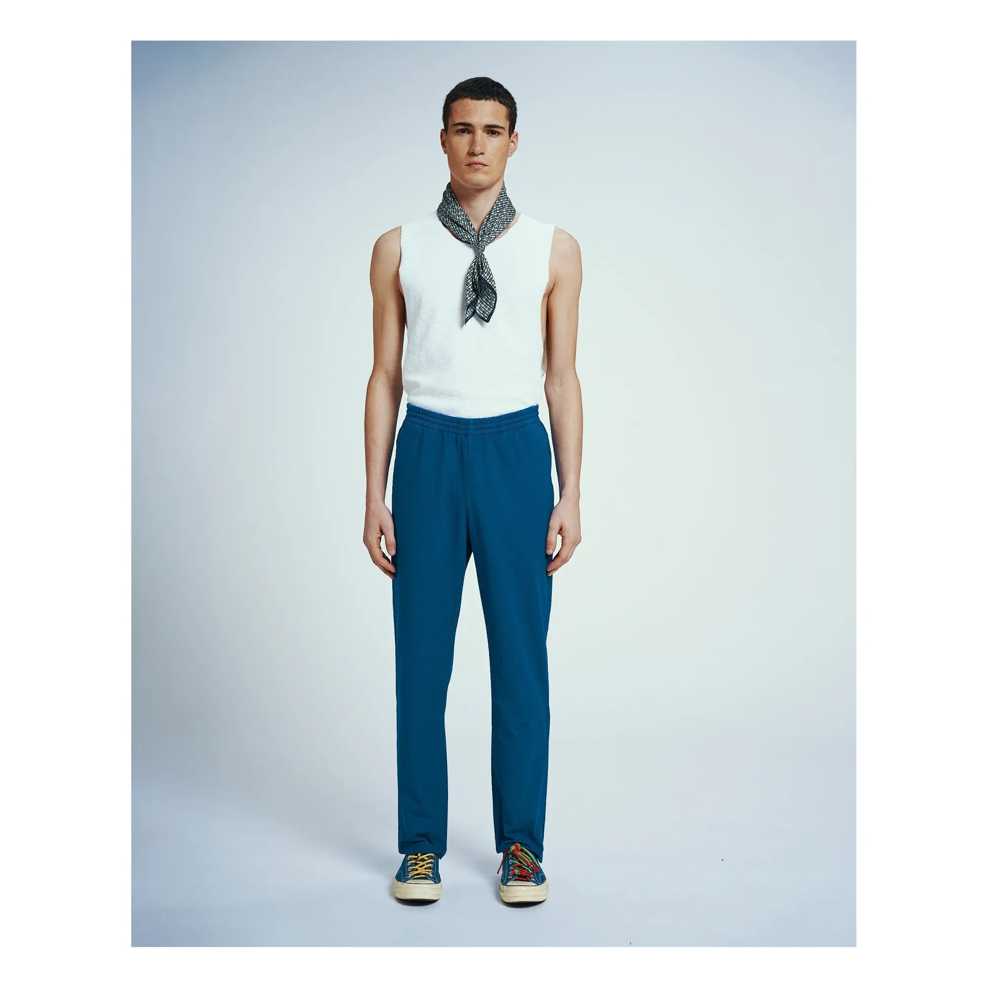 Homecore - Pantalones de algodón orgánico con cintura elástica | Azul