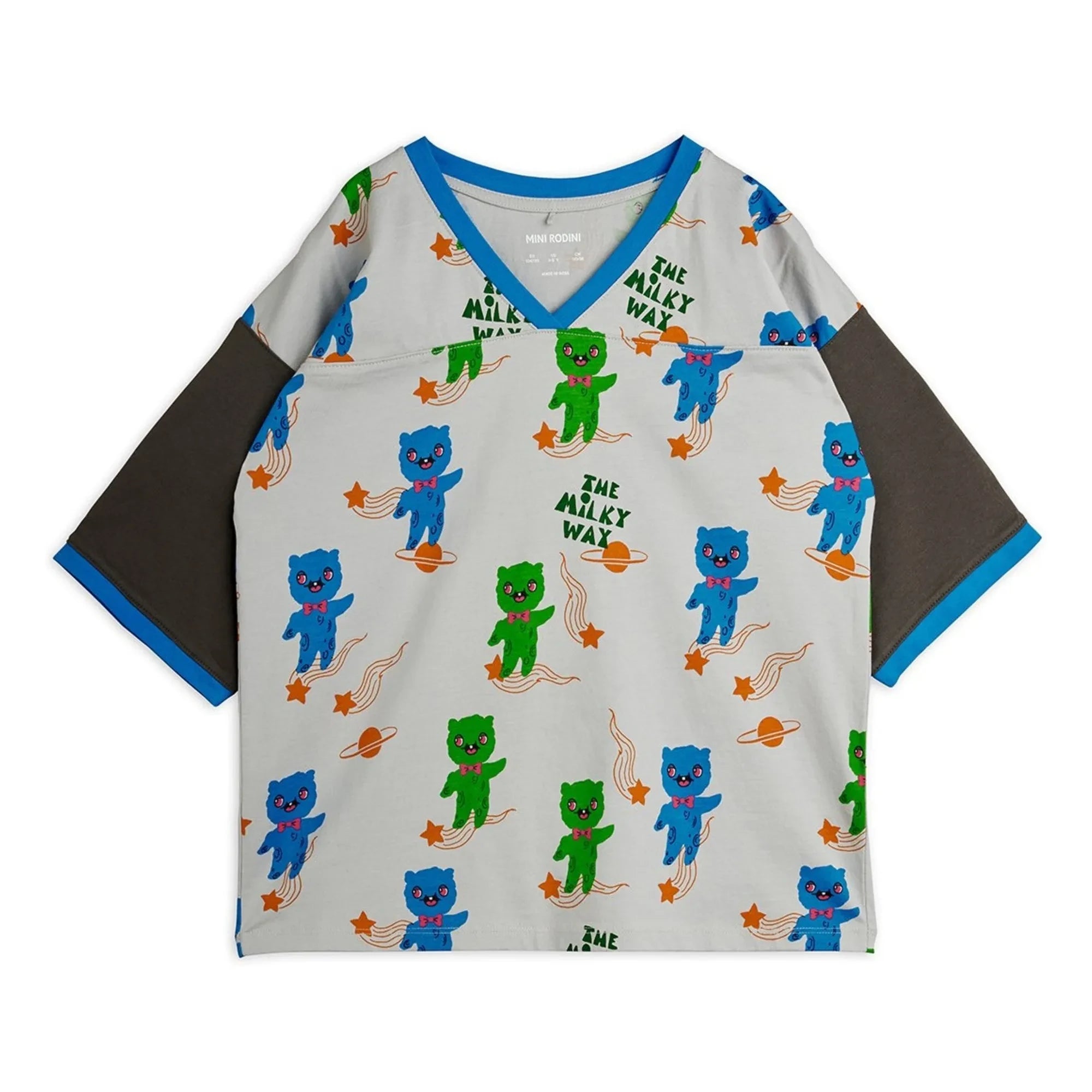 Mini Rodini - Camiseta de algodón orgánico Aliens corte holgado | Gris claro