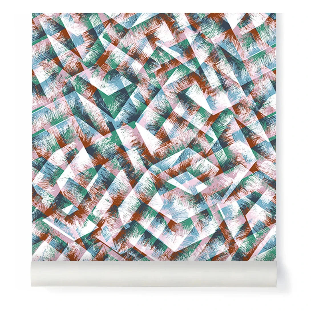 Bien Fait - Papel pintado bohemio - 3 rollos | Verde agua