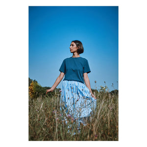 Poudre Organic - Falda de Popelina de Algodón a Rayas Azul Chia