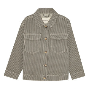 brunobruno nation - Chaqueta de algodón orgánico a rayas Lou | Verde oscuro