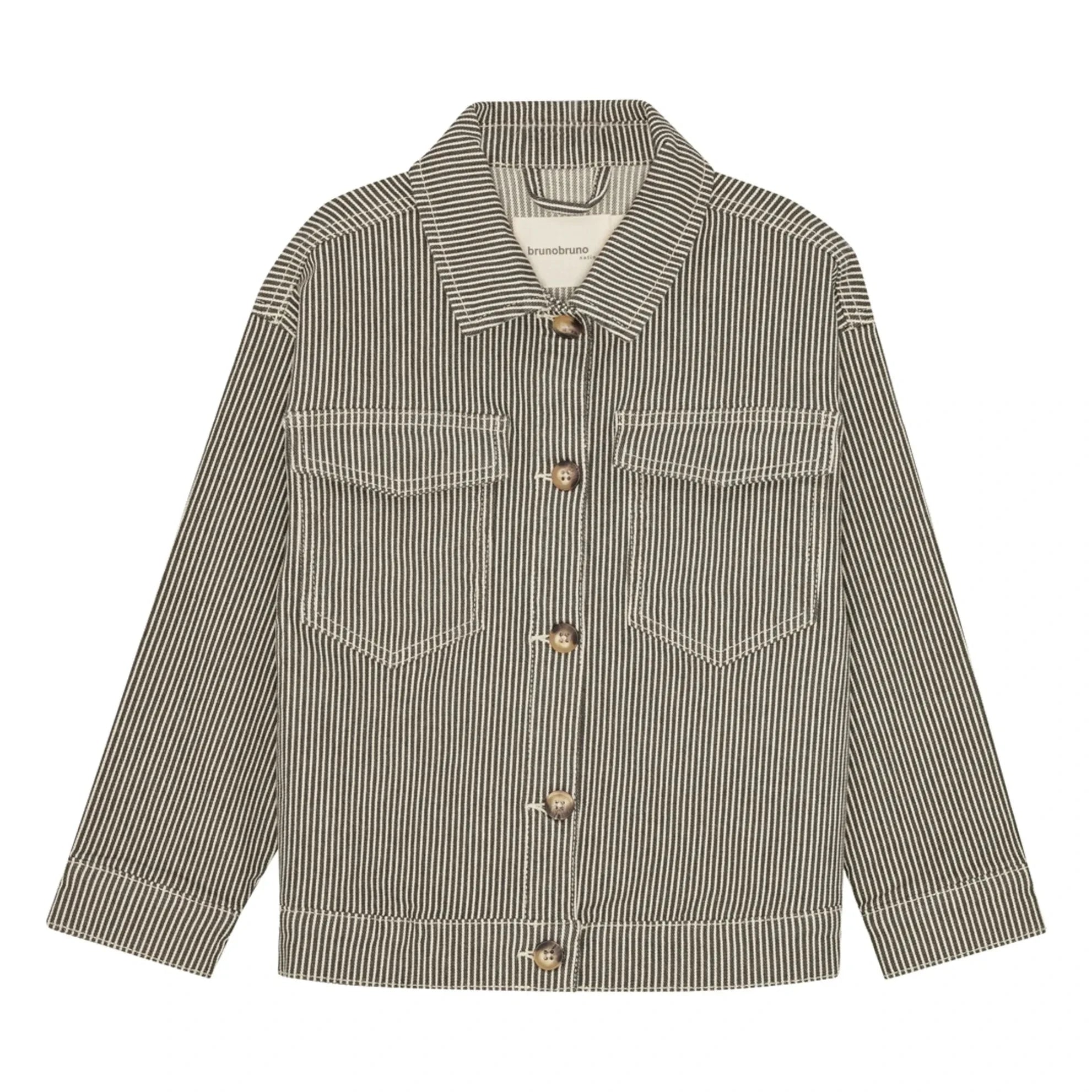 brunobruno nation - Chaqueta de algodón orgánico a rayas Lou | Verde oscuro