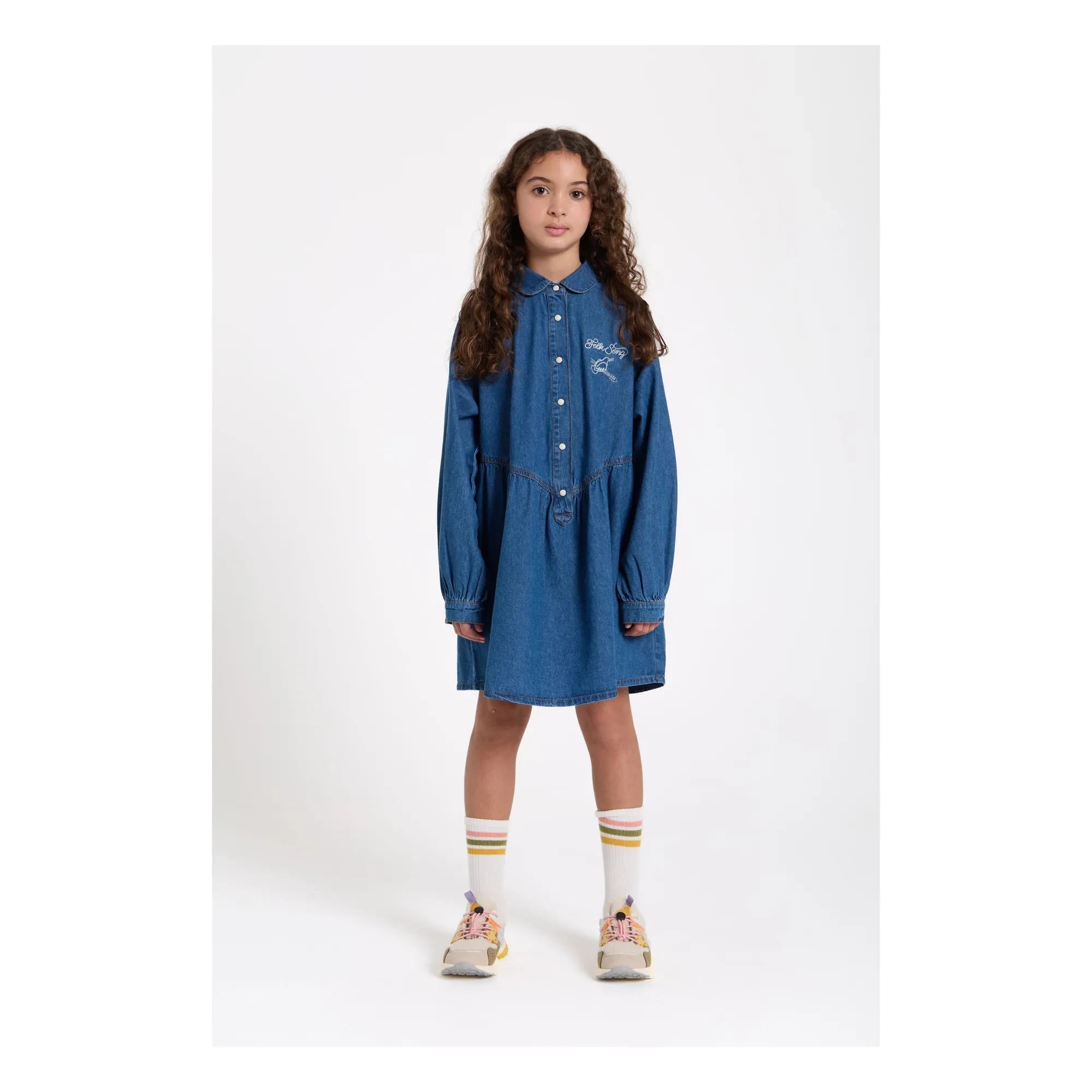 Hundred Pieces - Vestido vaquero bordado Shirley | Azul vaquero