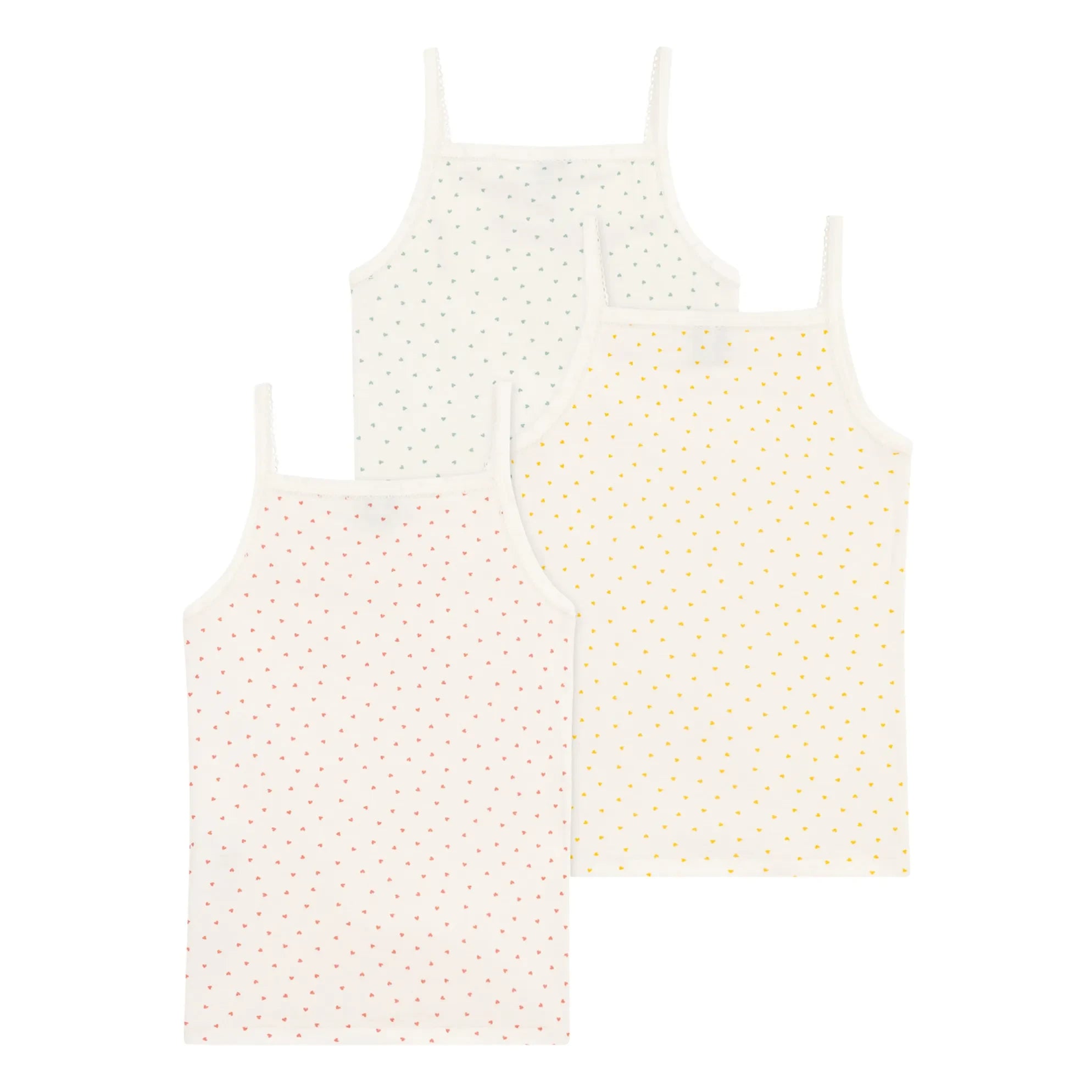 Petit Bateau - Camiseta sin mangas triple de mini corazones | Crudo