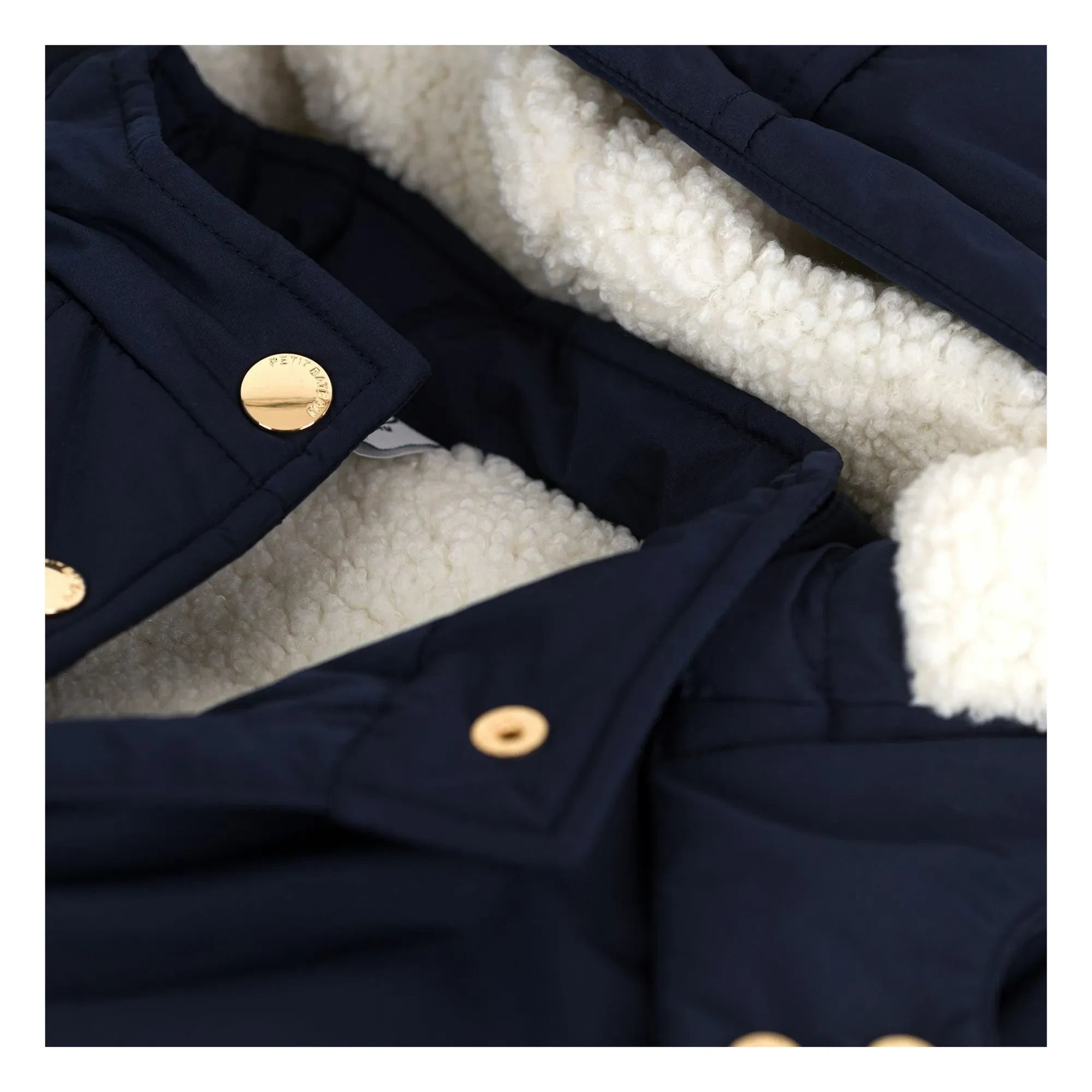 Petit Bateau - Parka de longitud media con cintura elástica lisa | Azul marino