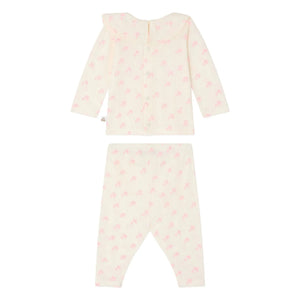 Bonpoint - Conjunto de camiseta y leggings de algodón orgánico Jelsia Cerises | Crudo