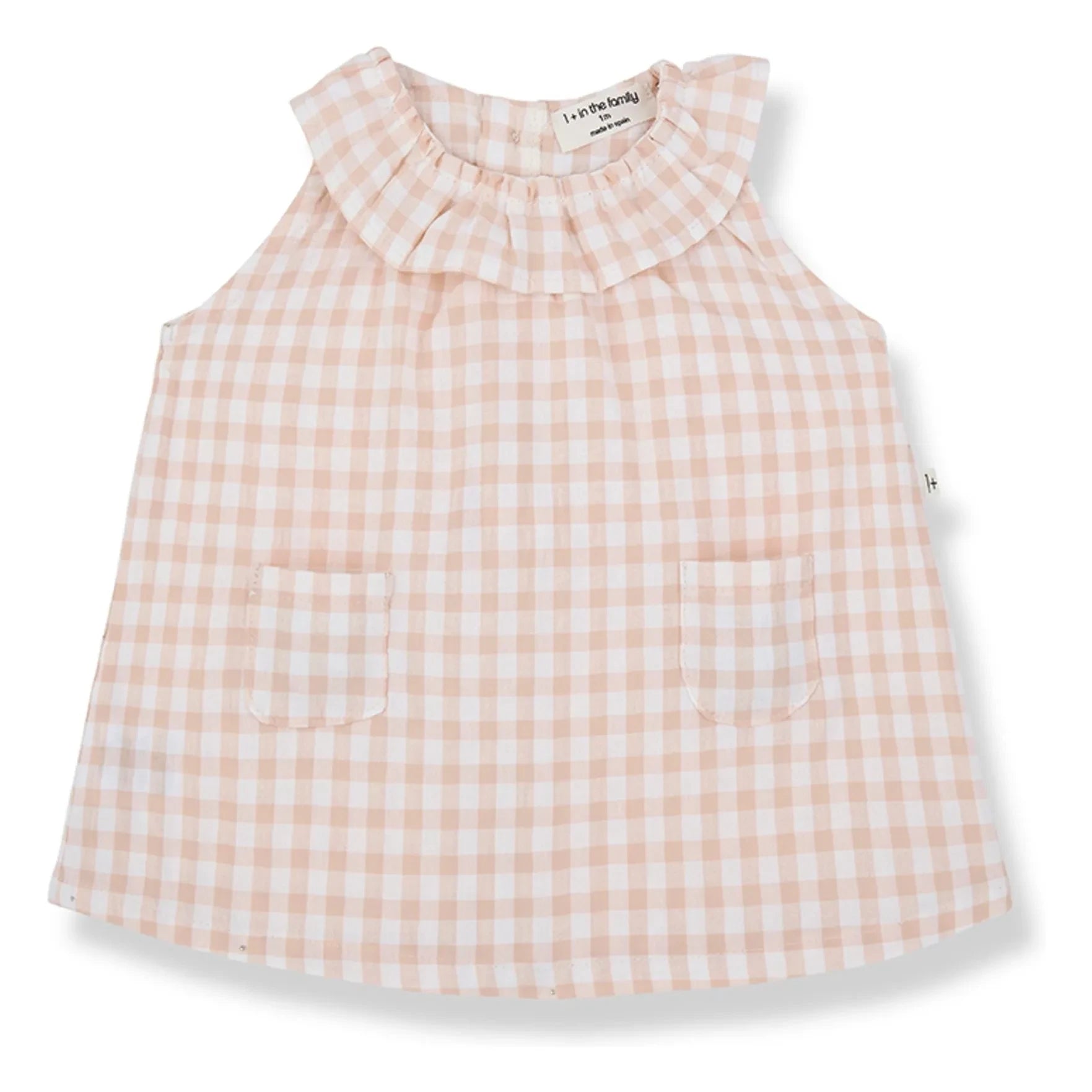 1+ en la familia - Vestido seersucker Ambracia Vichy | Rosa beige