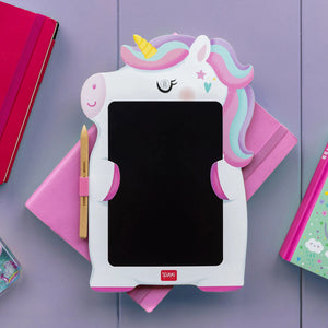 Legami - Pizarra LCD portátil de cartón con unicornio - Tablero de bocetos mágico