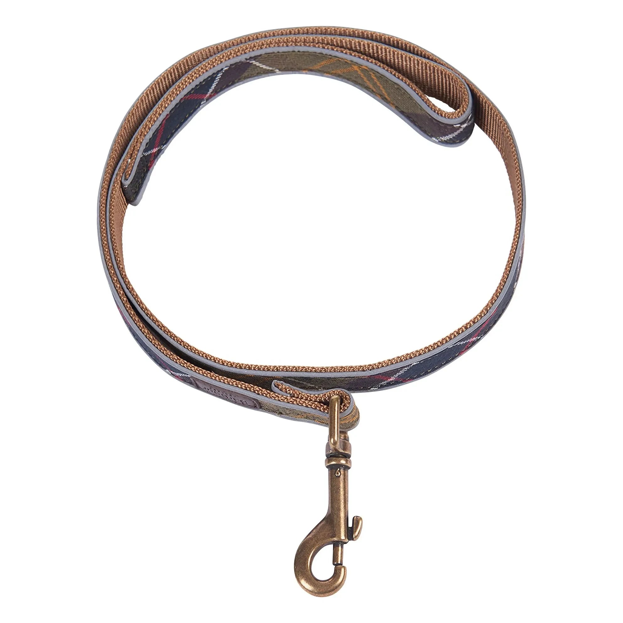 Barbour - Collar para perro reflectante de tartán | Marrón topo