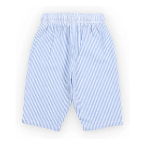 the new society - Pantalón de Bebé Seersucker de Rayas de Almendra | Azul Claro