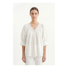 BELLEPIECE - Blusa bordada de algodón Tito | Blanca