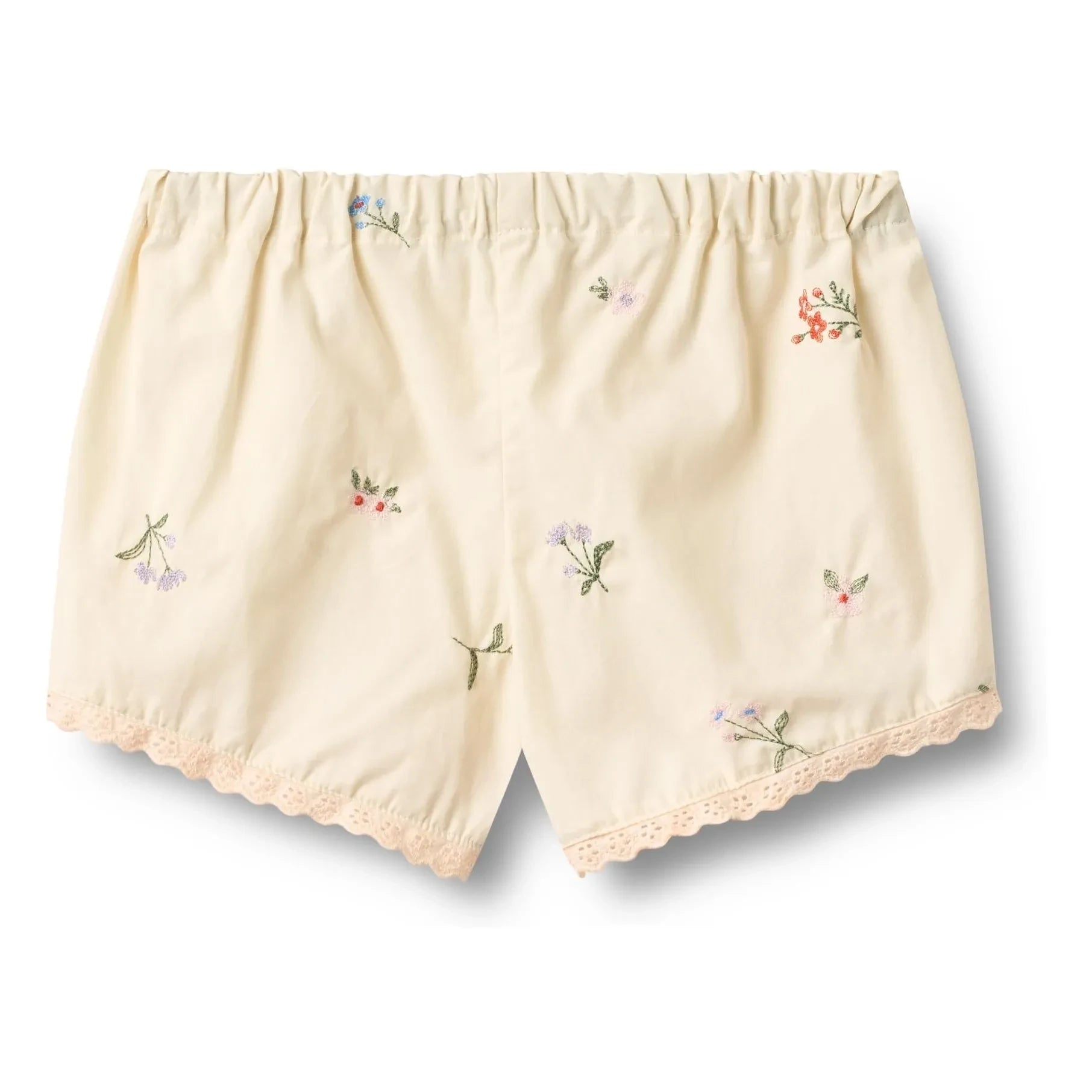 Wheat - Pantalones Cortos Bordados de Encaje Flores de Algodón Orgánico | Marfil