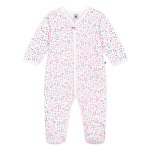Petit Bateau - Pijama de terciopelo con flores | Blanco