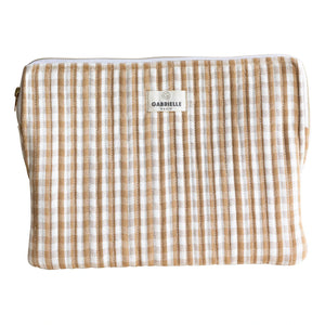 Gabrielle Paris - Funda para portátil Gingham | Camel