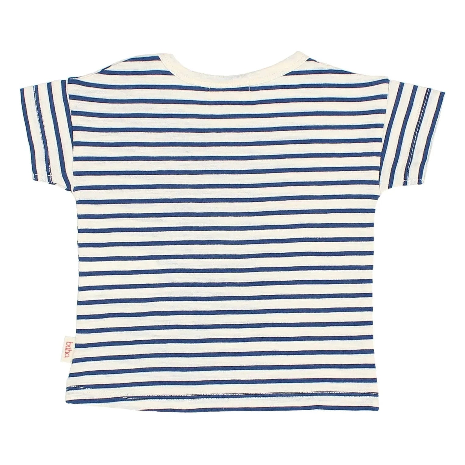 Búho - Camiseta de bebé de algodón orgánico con helado de rayas | Azul marino