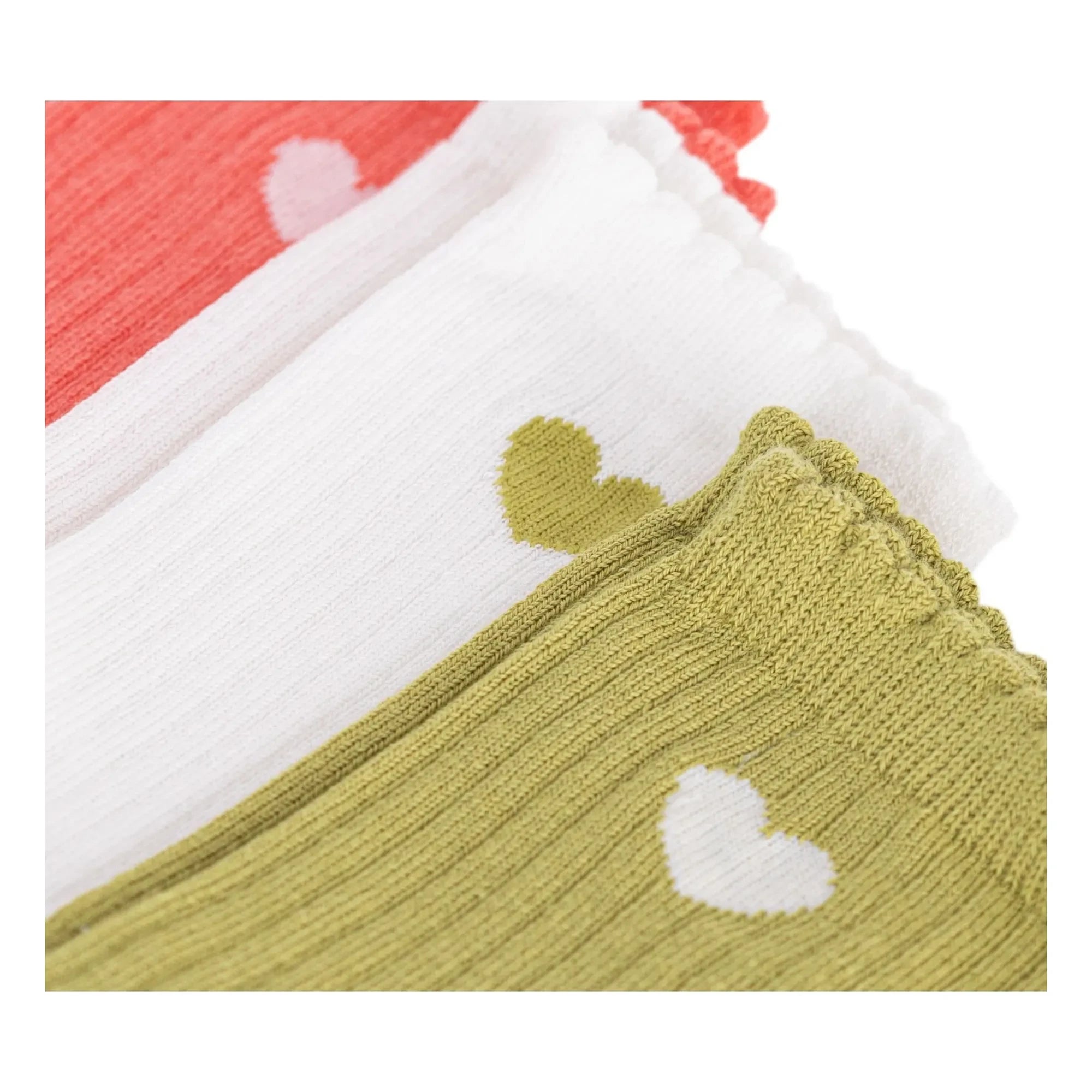 Petit Bateau - Set de 3 pares de calcetines con corazones jacquard | Verde