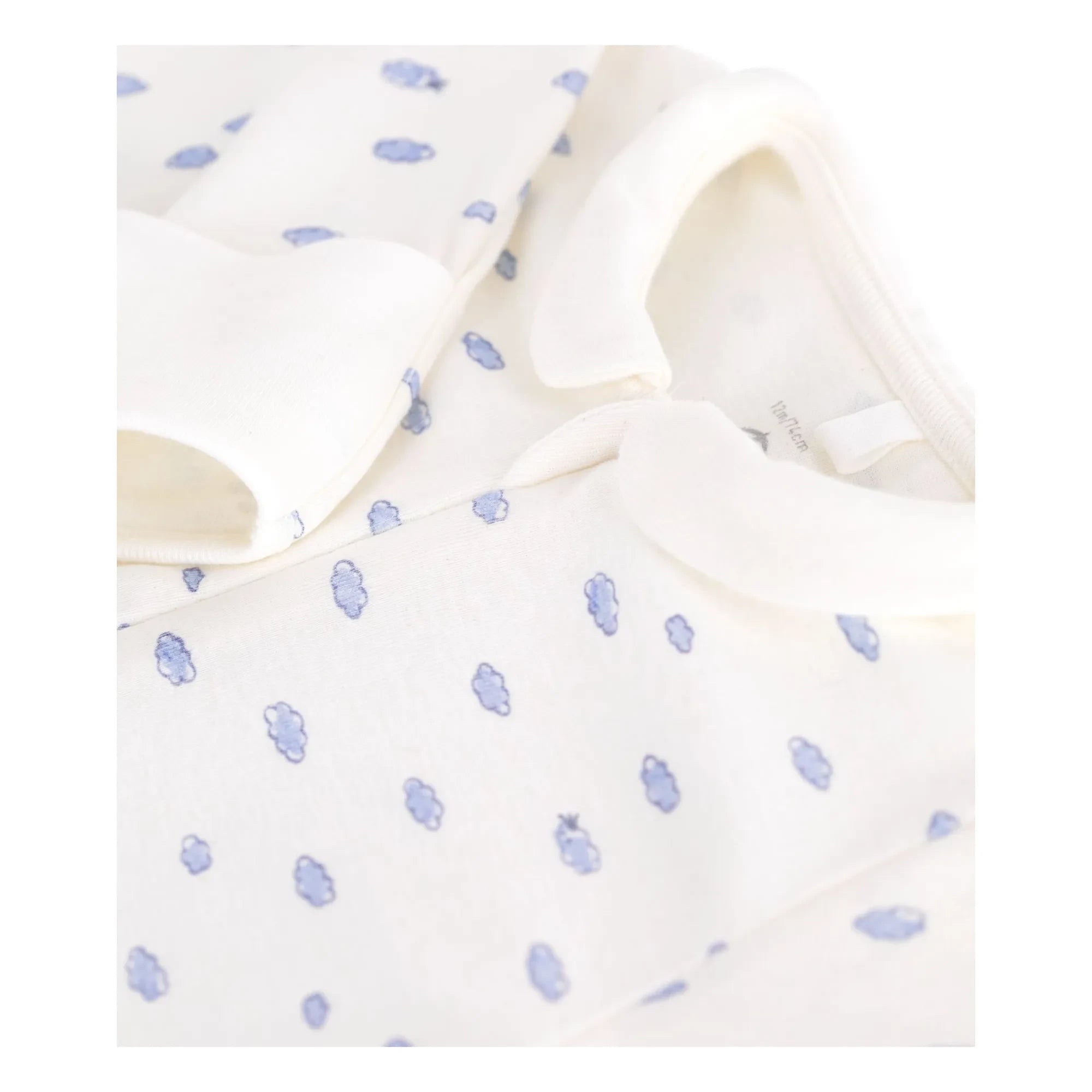 Petit Bateau - Pijama Dors Bien de algodón orgánico con cremallera Nubes | Blanco