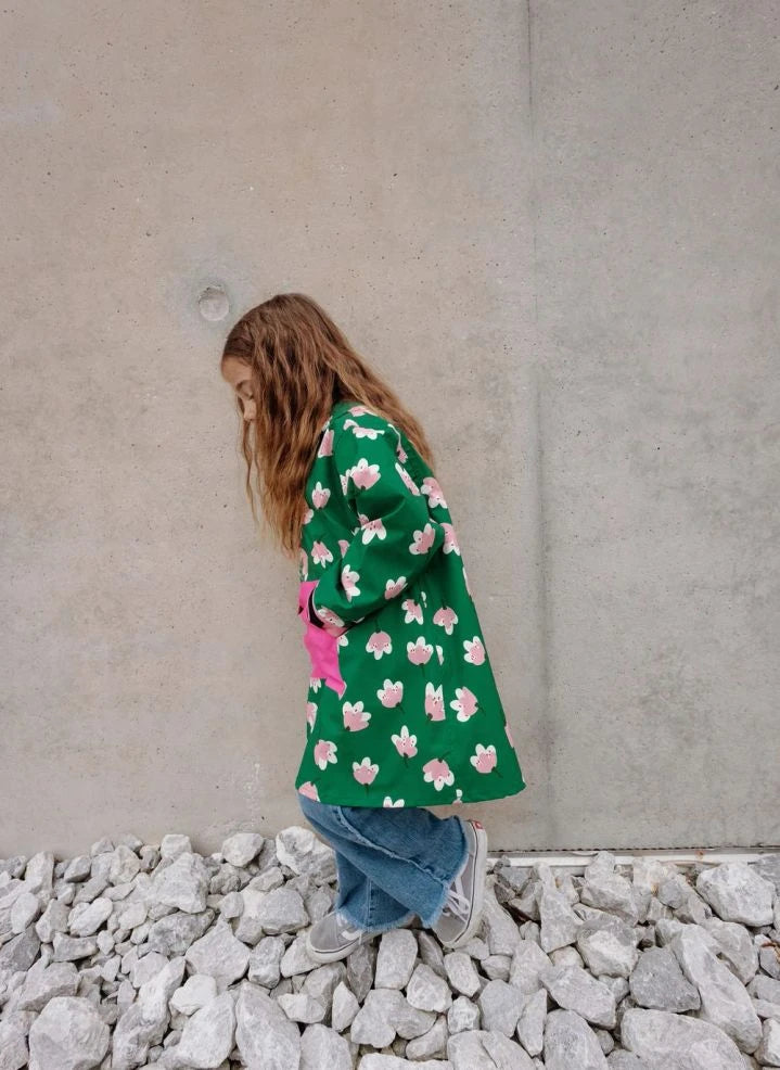 Hello Hossy - Capa de Lluvia con Estampado de Flores | Verde