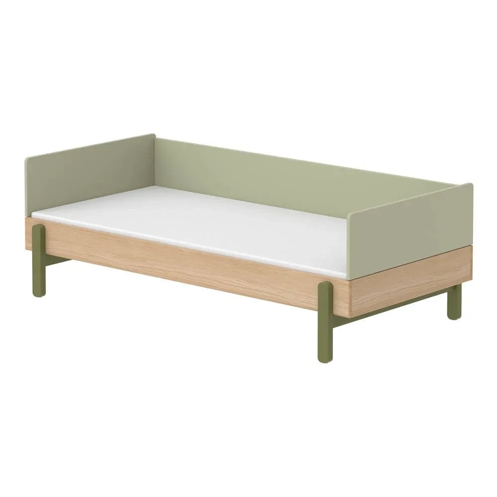 Flexa - Cama de roble Popsicle 90x200cm con cabecero y piecero | Verde