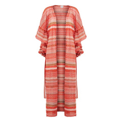 Lison Paris - Caftán de ganchillo Sunset | Coral