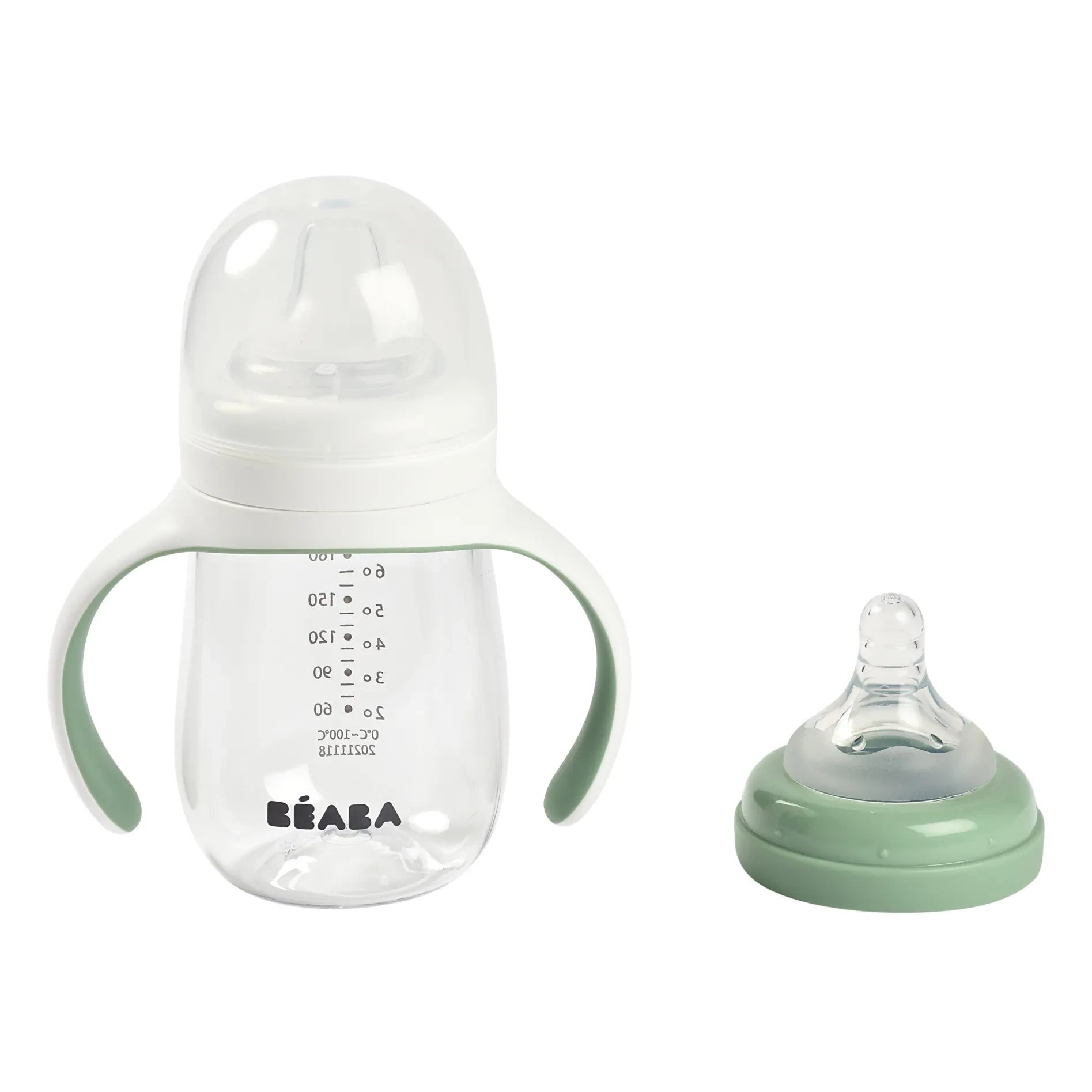 Béaba - Biberón de aprendizaje 2 en 1 - 240 ml | Salvia