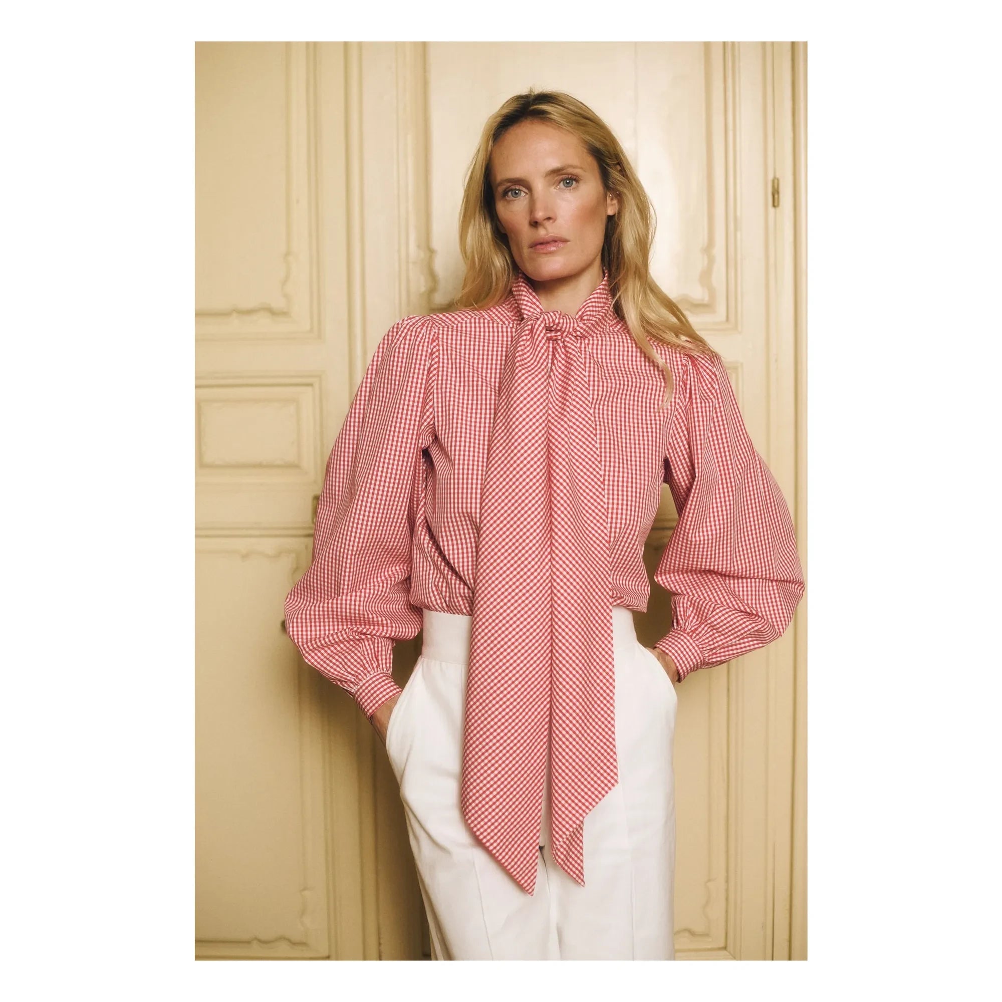 Maria de la Orden - Blusa Gingham de Algodón Cuento de Hadas | Rojo