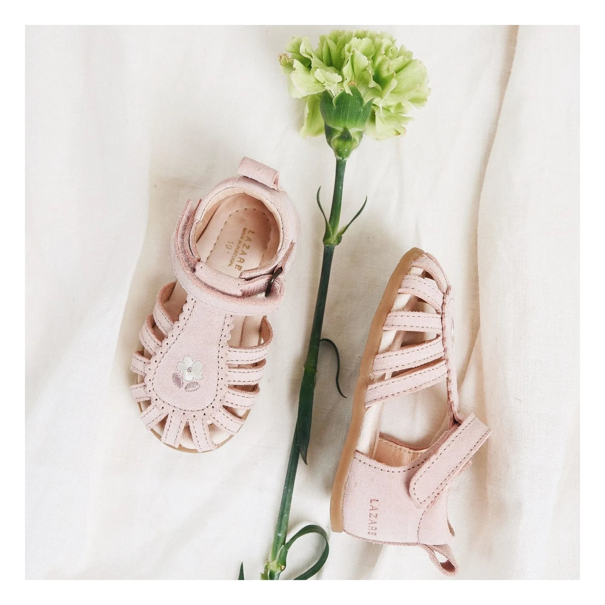 Lazare - Sandalias bordadas de ante Colette Fleur | Rosa empolvado